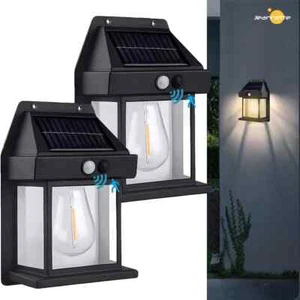 2-4X Solar Wall Lights PIR Motion SensorOutdoor Dusk to Dawn Porch Garden Light - Picture 1 of 7