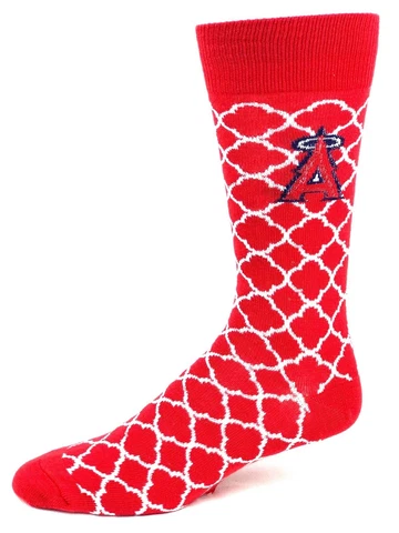 Los Angeles Angels Red & White Quatrefoil Design Crew Socks Cover