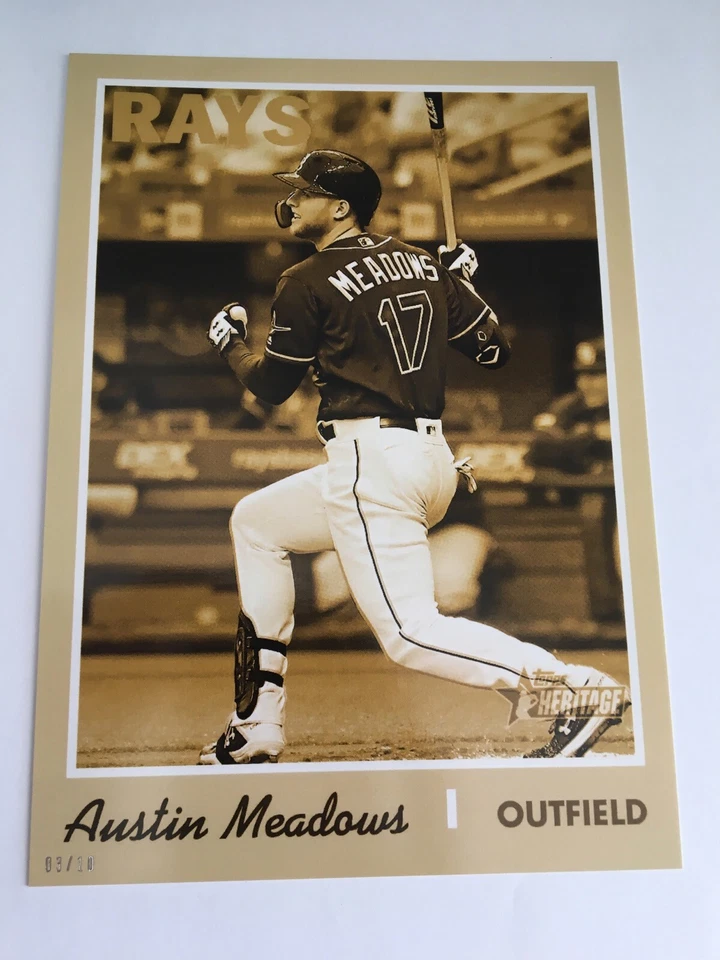 2019 Heritage High Number Action Image 5x7 Austin Meadows Rays 537 03/10 - Image 1 of 1