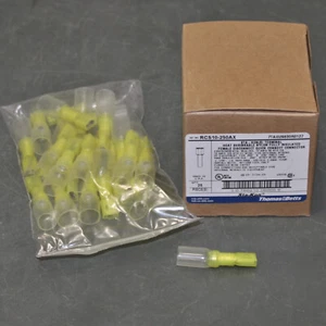 (25) T&B Crimp Female Disconnect RCS10-250AX, 12-10 AWG Wire, Yellow Heat Shrink - Picture 1 of 5