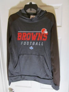 NFL Team Apparel Mens Cleveland Browns Raglan Hoodie, Gray/Brown, Size M - Picture 1 of 6