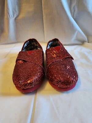 Toms Ruby Red Glitter Shoes Youth Toddler 10.5 Ruby Slippers Style - Image 1 of 4