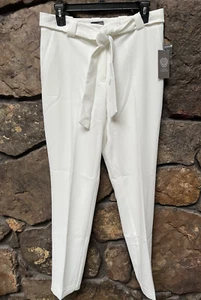 VINCE CAMUTO Belted High Waist Pants Womens Sz 0,2,4 Ivory NWT$109 9169319 - Picture 1 of 4