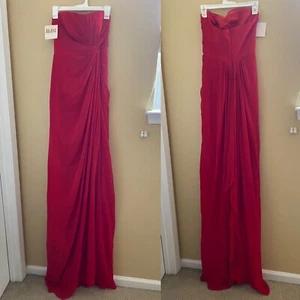 Fame And Partners Damen Trägerloses Kleid Gr. 2 Rot Gerafft Herzausschnitt - Bild 1 von 10