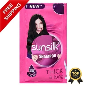 HAIR WASH FOR SHINY HAIR SUNSILK THICK & LONG SHAMPOO SACHET-PACK OF 90 - Picture 1 of 2