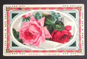 Beste Wünsche Rosen Blumen geprägt Gel beschichtet Samson Brüder Postkarte um 1910 - Bild 1 von 6