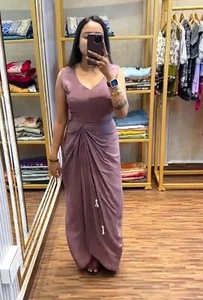 Made Ready to Wear Wrap In A Minute Pleated Lengha Saree With Customized Blouse - Picture 1 of 7