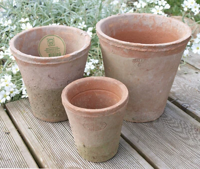 ESSCHERT DESIGN Blumentopf 3er Set Übertopf Aged Terracotta Landhausstil Tontopf Pflanztopf