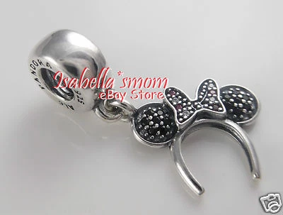 Disney Minnie Stirnband Original Pandora Schwarz Kristalle Lang Charm 791562NCK - Bild 1 von 4