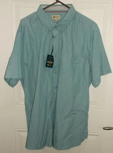 HAGGAR CLOTHING XXL ERWACHSENE KURZARM BUTTON DOWN HEMD COPEN BLAU PRINT NEU - Bild 1 von 12