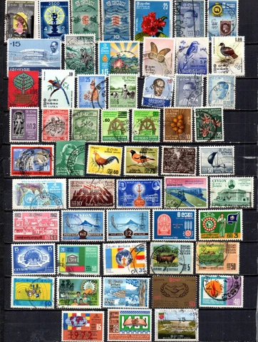 SRI LANKA  (CEYLON)  COLLECTION OF 56 DIFFERENT STAMPS Cover