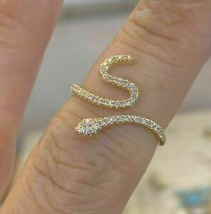 1.50 Ct Round Cut Lab Created Diamond Snake Eternity Ring 14k Yellow Gold Finish