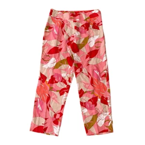 Uniform John Paul Richard 100% linen floral embellished pants trousers 10 NWOT - Picture 1 of 7