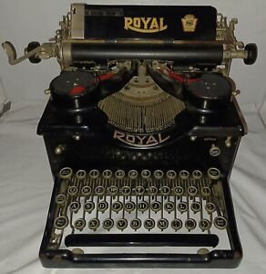 Antique Royal Typewriter Model 10 Beveled Glass Black 1920's Serial #X-787349