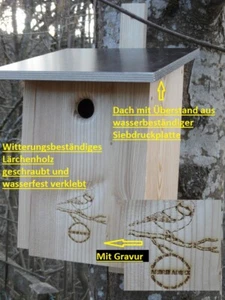 Nistkasten für Meisen nach NABU aus Deutschland inkl. 2 Alu Nägel 28 mm Loch - Bild 1 von 21