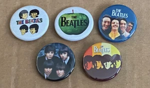 The Beatles 1 Inch Pin Set Of 5 Button Pins NEW John Paul George Rings Rock - Picture 1 of 4