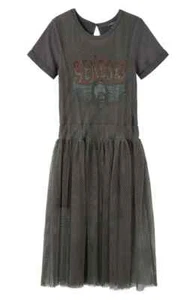 Truce Girls Oversize Mesh Overlay Romper Dress  Dark Grey Size M 10-12 - Picture 1 of 2