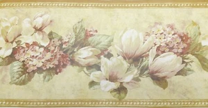 Set 2 Rolls of Magnolia Hydrangea Wallp. Brdr BE10013B 1Roll - 15' X 9.0" UT3/4 - Picture 1 of 1