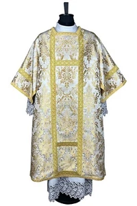 Dalmatica romana, lati aperti, broccato, stola, manipolo - Foto 1 di 8