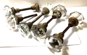 Antique-Vintage Glass Door Knobs Octagon (8) As Found Original Used Lot As-Is! - Picture 1 of 15