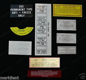 1956 Lincoln Continental Mark II Engine Decal Set with AC 10-Piece Set - Picture 1 of 1