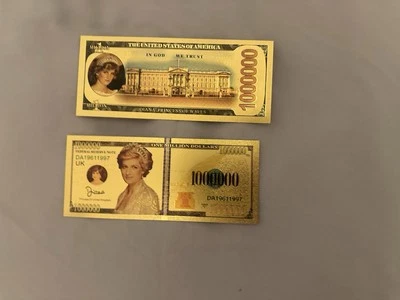  One Million Princess Diana Gold Foil Commemorative Banknote 20th Anniversary - Image 1 of 2