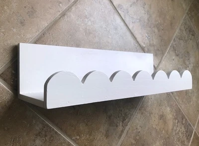 15.75 x 5 x 4" Wooden Wall Shelf Scalloped Front Ledge White Cottage Home Decor - Image 1 of 4
