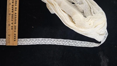 Vintage/Antiguo, Blanco, Algodón Inserción Hojas Borde de Encaje, 10 Yardas Foto 1 de 2