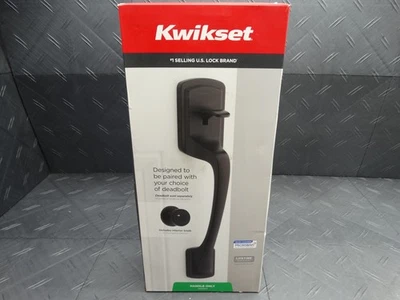 Manija de puerta de entrada negra mate Kwikset Prague solo con perilla de puerta redonda Pismo Foto 1 de 4