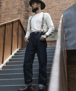 Bronson MFG Co Heavyweight Vintage Henley Long Sleeve Shirt Men's Size L - Picture 1 of 8