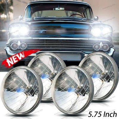Faros halógenos DRL corte diamante para 58-75 Chevy Impala El Camino 5,75" 5 3/4 Foto 1 de 4