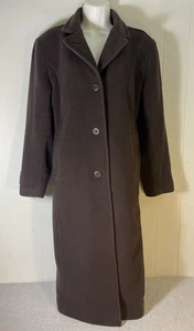 Vintage 90er LL Bean langer Mantel 100 % Wolle Damengröße 18 braun plus XL Knopf - Bild 1 von 8