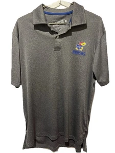 Kansas University Polo Shirt Gray Size M Campus Heritage Men's EUC Jayhawks - Picture 1 of 5
