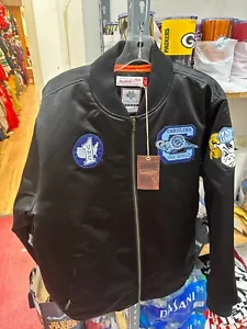 NORTH CAROLINA TARHEEL  HEAVY WEIGHT SATIN  JACKET MENS NAVY BLACK M & N - Picture 1 of 8