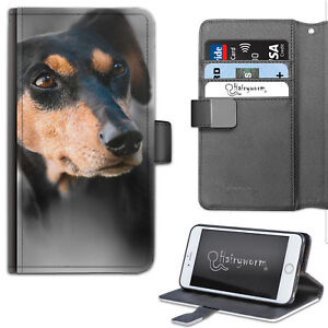 Dachshund Dog Phone Case, PU Leather Wallet Flip Case, Cover For Samsung, Apple