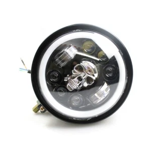 5.75inch Universal Motorcycle Skull Hi/Lo Beam Headlight LED Head Lamp Touring - Picture 1 of 7