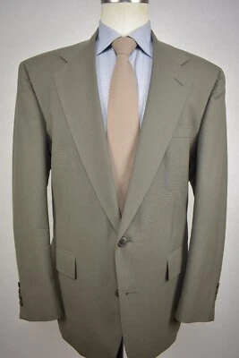 Traje de dos botones 1976-1994 verde oliva liso 100 % lana sin marca talla: 42R Foto 1 de 4