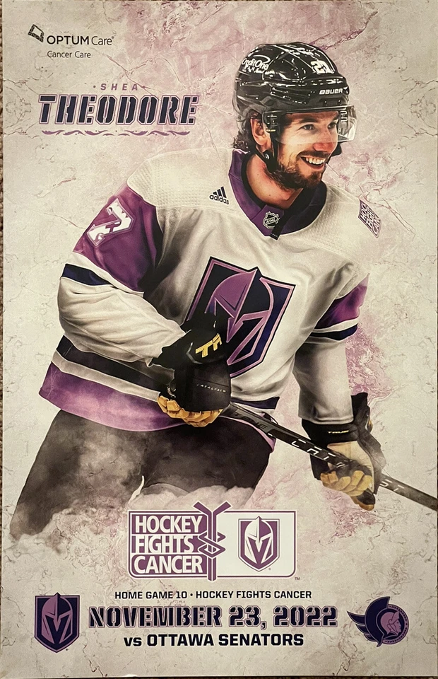 Vegas Golden Knights vs Ottawa Senators 11/23/22 Theodore Poster HFC - Image 1 of 1