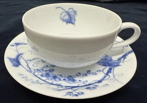 Williams Sonoma Ormonde Blue and White Tea Cups & Saucer Set of 8 - Picture 1 of 6