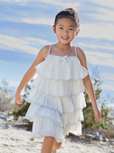Ivory Tiered Summer Dress For Girls - Picture 1 of 9