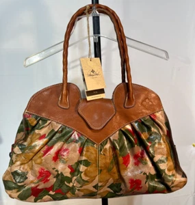Patricia Nash Women Lione Large Satchel Floral Leather Bag Handbag New NW 18 " - Picture 1 of 9