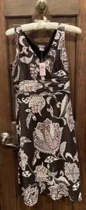 ANN TAYLOR NEU MIT ETIKETT $ 148 100 % SEIDE ÄRMELLOSES KLEID GRÖSSE 4P BRAUN PAISLEY 032 KLASSISCH - Bild 1 von 6