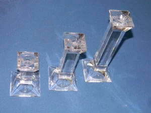 Royal Doulton Crystal Three Graduated Candlesticks - Picture 1 of 3