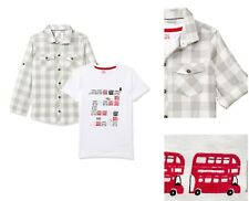 Boys Shirt T-Shirt Outfit Set 2 Piece Cotton Grey Checked London Bus MOTHERCARE
