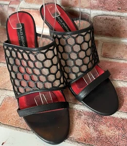 CHARLES JOURDAN PARIS BROWN LEATHER HONEYCOMB MESH WEDGE HEELS LENNOX 10M - Picture 1 of 9