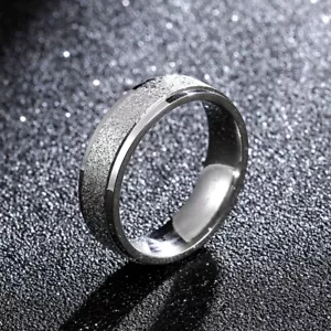 2/4/6 mm silber mattierte Bänder Herren/Damen Titan Stahl Verlobungsring Größe 5-13 - Bild 1 von 14