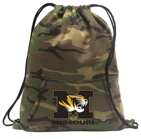 University of Missouri Cinch Pack Backpack CAMO Mizzou Bags FOR SCHOOL OR TRAVEL Cover