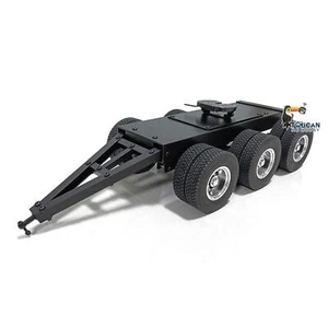 3 Axles Metal Trailer with Fifth-wheel Traction for RC 1/14 Truck LESU Car Model - Picture 1 of 5