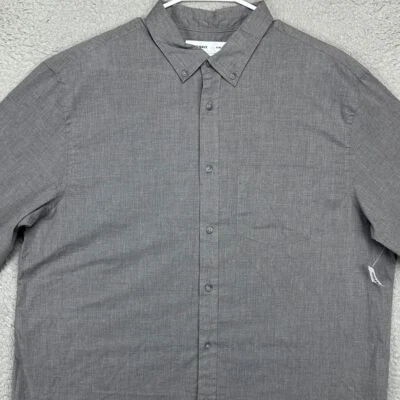 Camisa Antigua Azul Marino Con Botones Adulto 2XL Gris Informal Calce Ajustado Manga Larga Para Hombres NUEVA Foto 1 de 4