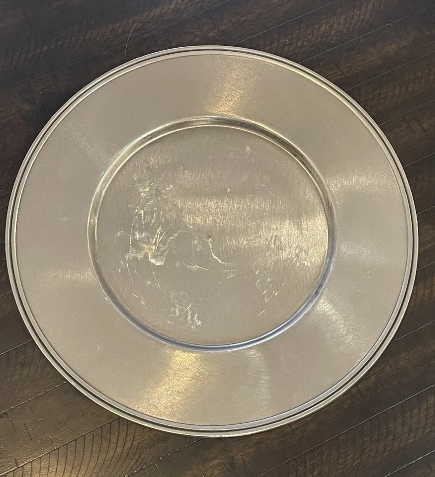 Heavy Charger Plates 14” Diameter Round Chargers Set Of 4 - Made Of 95 Tin - Image 1 of 4